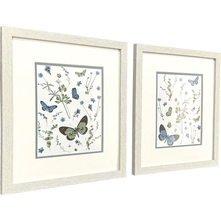 Homeroots Set Of Two Botanical Page Distressed White Framed Wall Art, 2PK 653071
