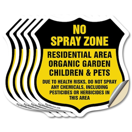 Signmission No Spray Shield Sign No Spray Zone Resid, 6 inch X 6 inch, Vinyl Decal, 5PK SHI-D-5PACK-6-405