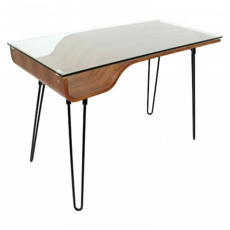 Lumisource Avery Desk, Walnut, Clear - Black OFD-AVERY WL