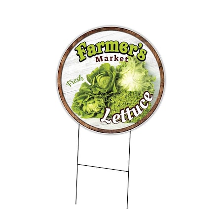 Signmission Farmers Market Lettuce Double Sided Corrugated Plastic Circle Yard Sign, C-24-CIR-DS-WS- Lettuce C-24-CIR-DS-WS- Lettuce