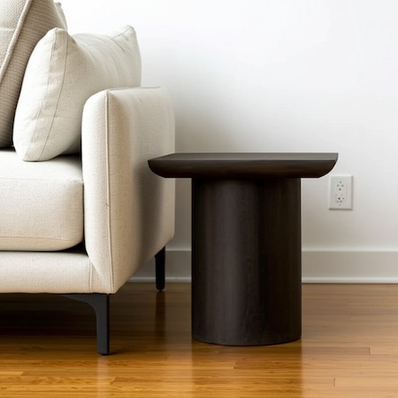 Homeroots 24" Dark Brown Distressed Solid Wood Square Pedestal End Table 605350