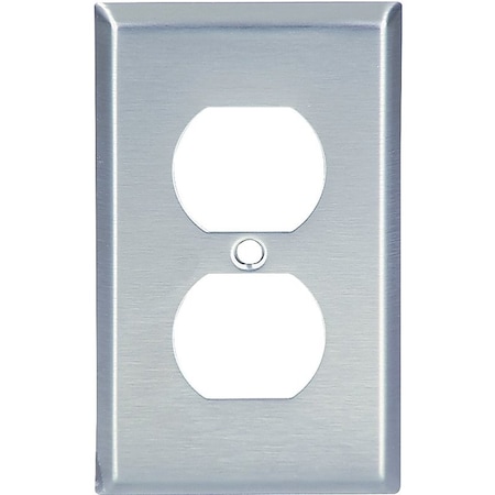 Eaton Wiring Devices 93101-BOX Receptacle Wallplate, 4-1/2 in L, 2-3/4 in W, 1 -Gang, 302 Stainless Steel 93101-BOX1
