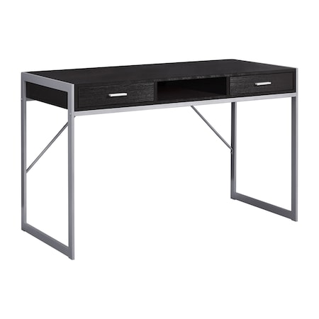 Homeroots 48" Dark Brown and Silver Computer Desk With Two Drawers 333488
