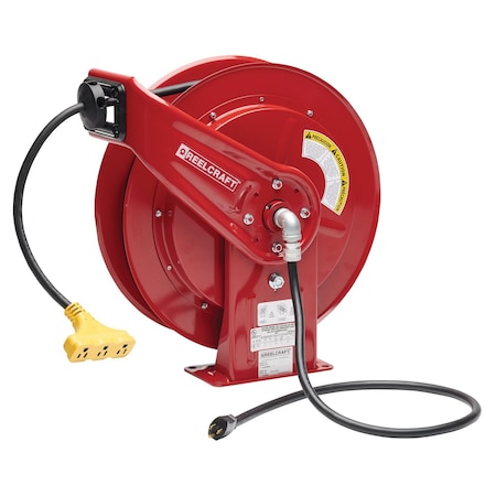 Reelcraft Extension Cord Reel, Red, 100 ft, 12 AWG L 70100 123 9