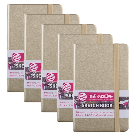 Talens Art Creation Sketchbook, 80 Sheets, 90lbs, White Gold Cover, 3.5'' x 5.5'', 5PK 9314141M
