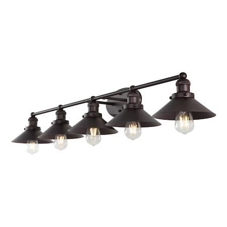 Jonathan Y July 46" 5-Light Industrial Farmhouse 5-Light Metal Vanity Light, Oil Rubbed Bronze JYL7905A