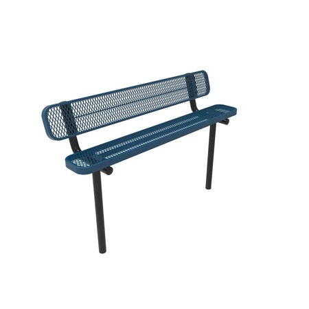 Mytcoat 6ft Outdoor Bench with Back, Inground, Light Blue, Expanded Metal, Textured Coating 804180
