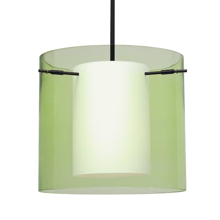 Besa Lighting Besa Pahu 12 Stem Pendant, Transparent Olive/Opal, Black Finish, 1x 11W LED 1TT-L18407-LED-BK