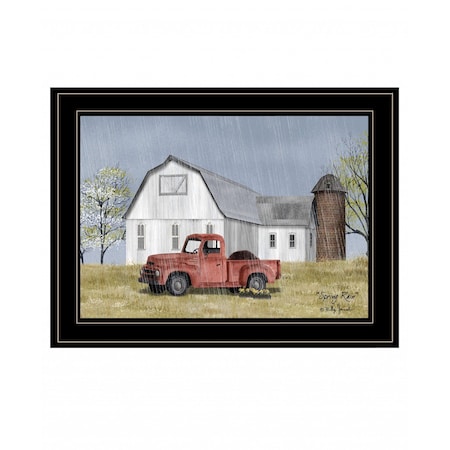 Homeroots Spring Rain 3 Black Framed Print Wall Art 407538