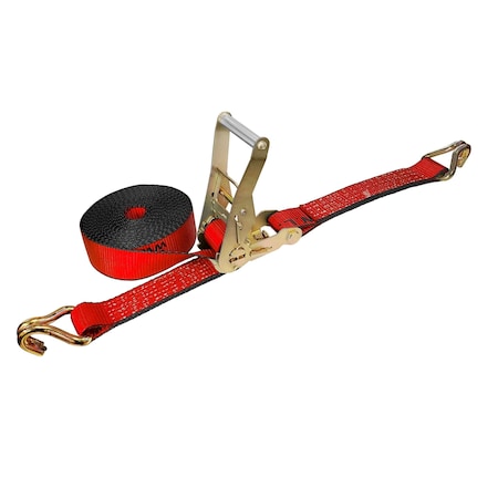 Tie 4 Safe 2'' x 50' Ratchet Tie Downs w/ Wire J Hook WLL: 3,333 lbs. Red RT04C-550-W5-R-C-1