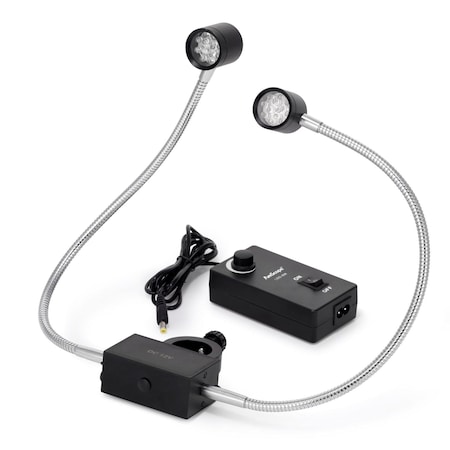 Amscope 8W LED Pillar Clamp Dual Gooseneck Illuminator for Stereo Microscopes LED-8W