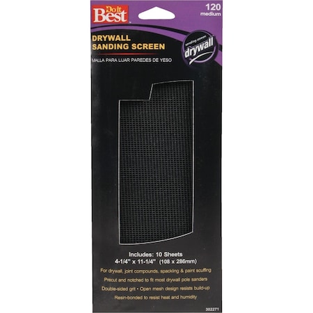 Do It Best 120 Grit 4-1/4'' x 11-1/4'' Drywall Sanding Screen, 10PK 3323004