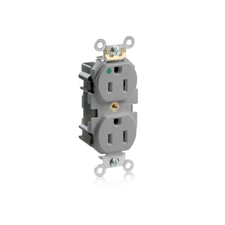 Leviton Lev-Lok Hospital Grade Duplex Receptacle, 15 Amp, 125 Volt M8200-HGY