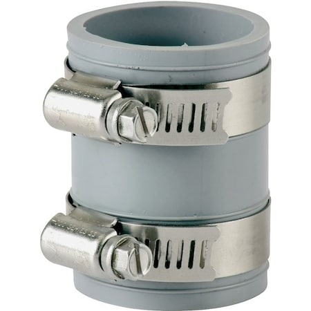 Prosource Coupling, 1 in x 1 in, PVC, Grey KJ-002