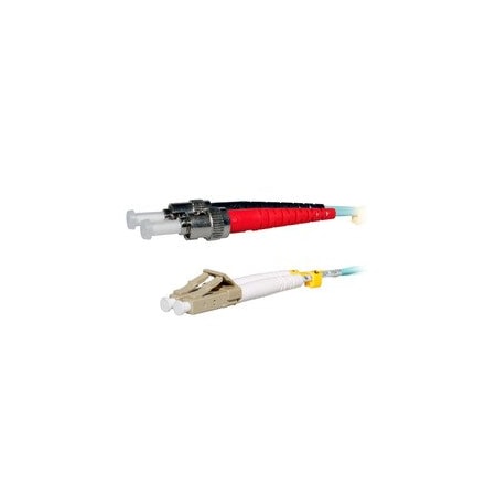 Cable Wholesale LC/UPC to ST/UPC OM3 Duplex 2.0mm Fiber Optic Patch Cord, OFNR, Multimode 50/125, Aqua LCST-31002