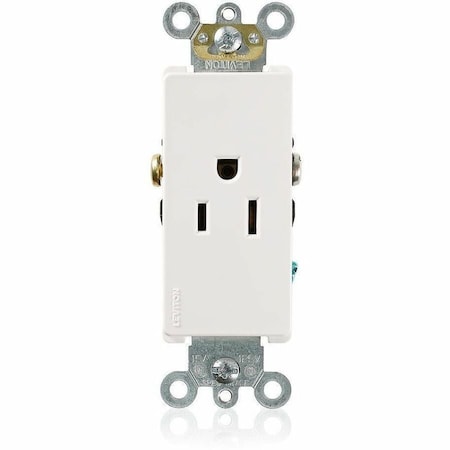 Leviton Straight Blade Receptacle, 5-15R, 15 A, 125V AC, 2 Pole, 3 Wire, Flush Mount, Grounded 16251-W