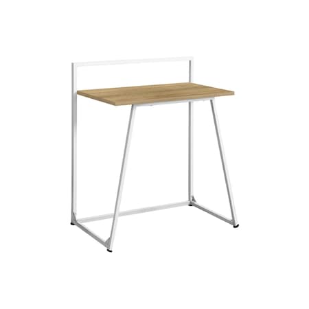 Homeroots 30" Natural and White Wood and Metal Sled Computer Desk 489824