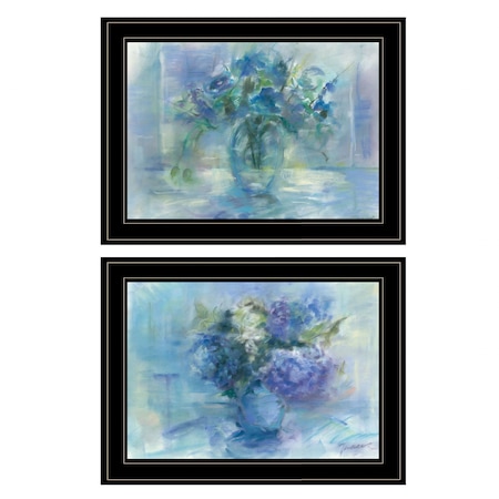 Homeroots Set Of Two Susies Blue Bouquet 2 Black Framed Print Wall Art, 2PK 407273