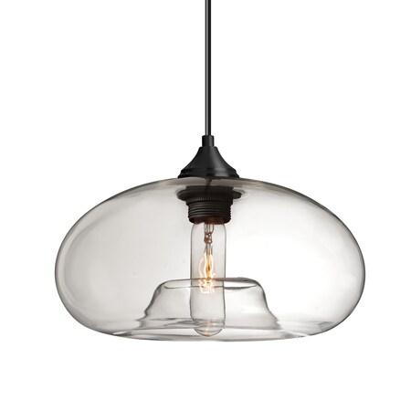 Besa Lighting Besa Bana Pendant, Clear, Black Finish, 1x 60W MAX E26 Base 1JT-BANACL-BK