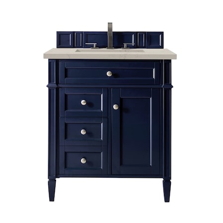James Martin Vanities Brittany 30" Single Vanity, Victory Blue, w/ 3 CM Siberian Silestone Top 650-V30-VBL-3SFR
