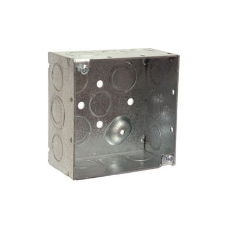 Raco Electrical Box, Square, 2 Gangs, Galvanized Zinc, 2-1/8 in D, 4 in W, 4 in L, 30.3 cu in Capacity 232