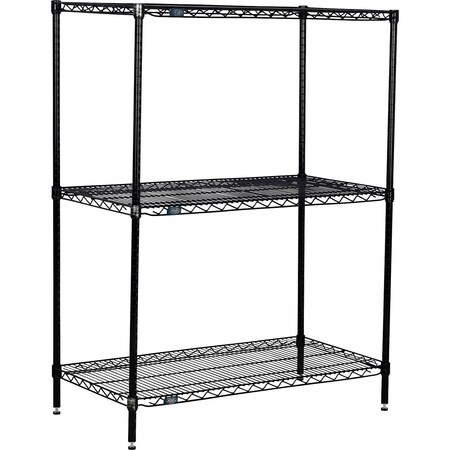 Global Industrial Nexel 3 Shelf, Black Epoxy Wire Shelving Unit, Starter, 60"W x 24"D x 54"H B3151820