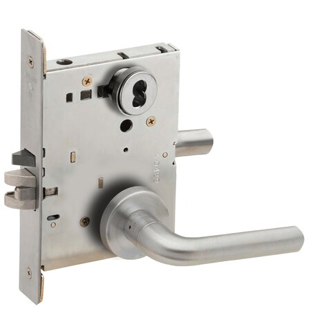 Schlage Grade 1 Entrance Office Mortise Lock, FSIC Less Core, 02 Lever, A Rose, Satin Chrome Finish L9050J 02A 626