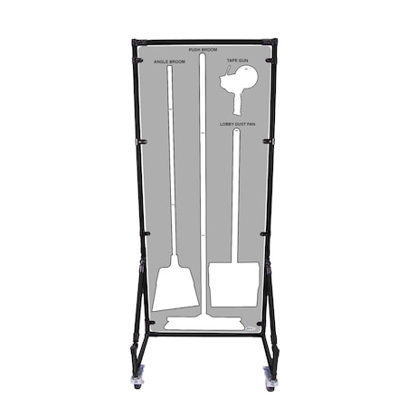 5S Supplies Housekeeping Shadow Board Broom Station V7, Gray / White, Kit, No Text HSB-V7-GRAY/WHITE-KIT-NO TEXT