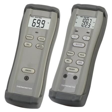 Omega Handheld Thermometer, High Accuracy, K-type, 9 V, Miniature Connector, 2-CH, (0.1 % rdg + 0.5 degC) HH12C