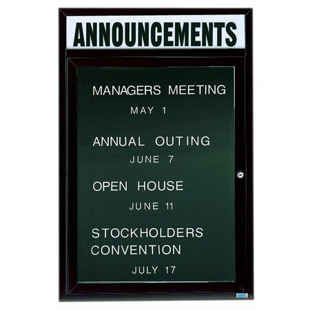 Aarco Illuminated Enclosed Letter Board Directory w/ Bronze Anodized Al Frame and Header, 36''Hx24''W ADC3624HIBA