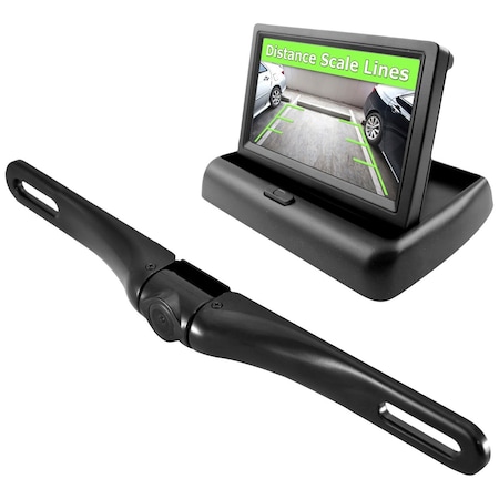Pyle Pyle Backup Rear View Car Camera Monitor Screen & Alarm Parking Sensors, Waterproof Night Vision PLCMPS48