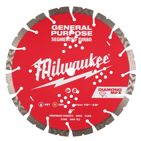 Milwaukee Tool 10" DIAMOND MAX Segmented Turbo, General Purpose Diamond Blade 49-93-9010