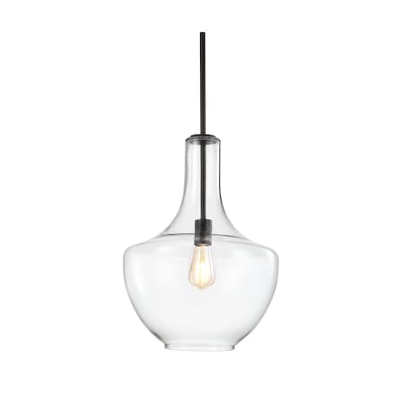 Jonathan Y Watts 13.25" 1-Light Mid-Century Modern Iron/Glass LED Pendant, Oil Rubbed Bronze/Clear JYL6401B