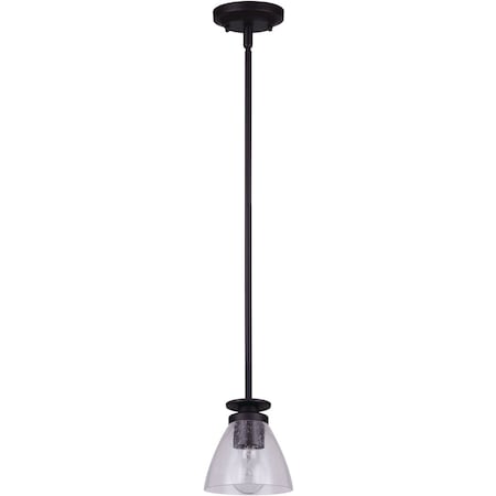 Home Impressions 1-Bulb Oil Rubbed Bronze Incandescent Pendant Light Fixture Seeded Glass IPL256A01ORB-S