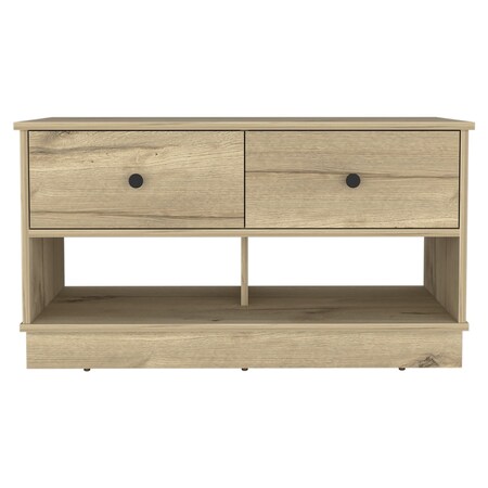 Homeroots 36in Brown Wood Storage Bench with Drawers 477605