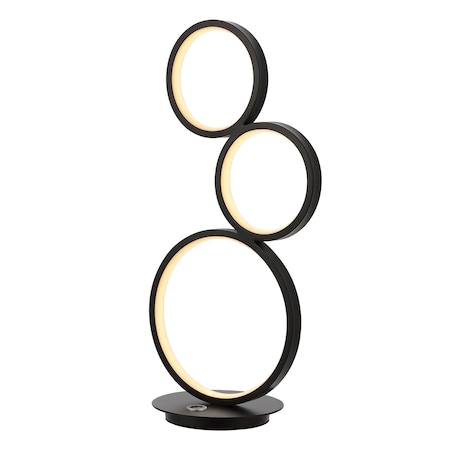 Jonathan Y Juno 17.25" 3-Light Modern Contemporary Iron Dimmable Integrated LED Table Lamp w/Touch Sensor, Black JYL7102A