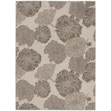 Homeroots 4' X 6' Natural And Ivory Floral Indoor Outdoor Area Rug 552494