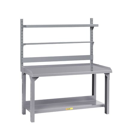 Little Giant Heavy-Duty Packaging Table with Retaining Lips, Bin Rail, Roll Goods Holder & Shelf WSL2-3060-AH-BR-RG-SHLF