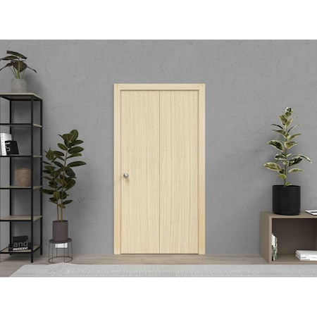 Sartodoors Sliding Closet Bi-fold Doors, Planum 0010 Vertical Natural Veneer, Sturdy Tracks Moldings Trims Har PLANUM0010BF-VSH-5684
