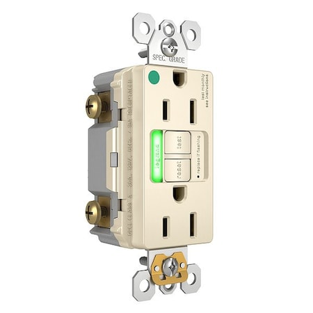 Legrand GFCI, 15A, 125VAC, LightAlmond, Plastic 1597HGTRPILA