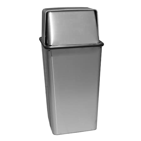 Witt Industries Large, Square Hamper with Push Top, Stainless Steel 36HTSS