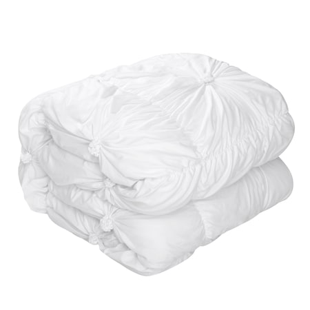 Homeroots White King Polyester 180 Thread Count Washable Down Comforter Set 528935