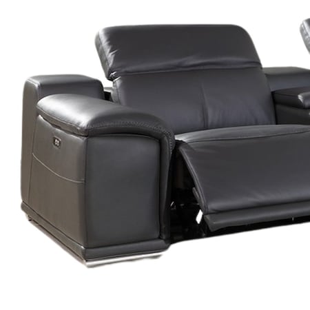 Homeroots Gray Italian Leather Power Reclining U Shaped Six Piece Corner Sectional With Console 366356