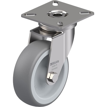 Zoro Select Swivel Plate Caster, Therm Rubber, 3 in, 165 lb LPXA-TPA 75G