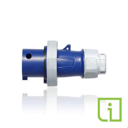 Leviton Pin & Sleeve Plug, 30 A, 250V AC, Three Phase, 3 Pole, IEC Grounding, Blue, NEMA 3R, 4X, 6P, 12 430P9WLEVPI