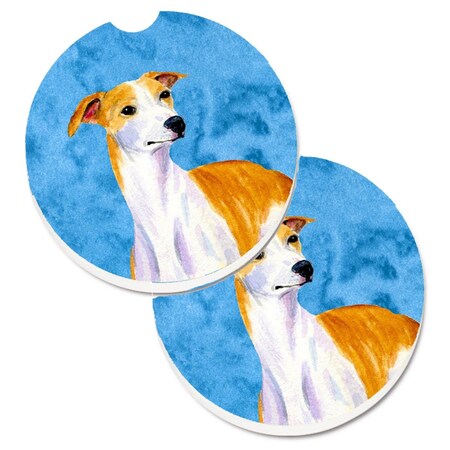 Carolines Treasures Blue Whippet Set of 2 Cup Holder Car Coaster LH9373BUCARC