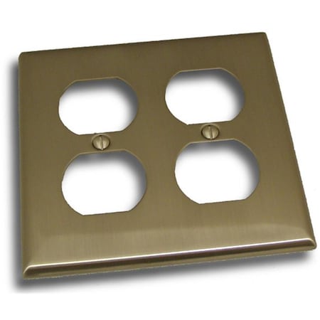 Residential Essentials Double Receptacle Outlet Switch Plate- Satin Nickel 10823SN