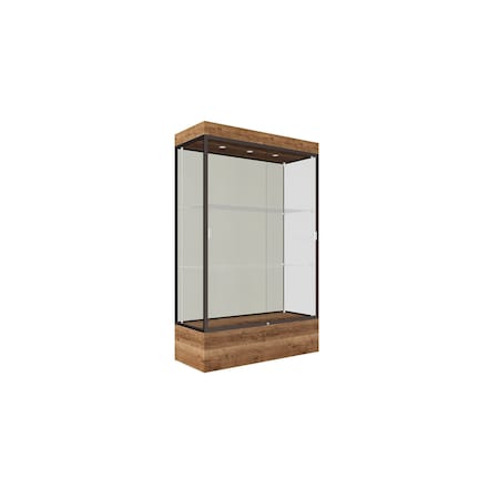 Ghent 76''H x 48''W x 20''D Edge Display Case 12'' Base w/ White Back & Dark Bronze Frame 94LFWH-BZ-PUO