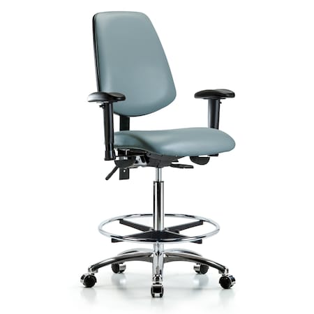 Blue Ridge Ergonomics Vinyl Chair, Vinyl, Adjustable Arms BR-VHBCH-MB-CR-T1-A1-CF-CC-8822
