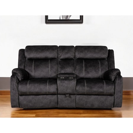 Homeroots 70" Dark Gray Microfiber Manual Reclining Loveseat With Storage 561565